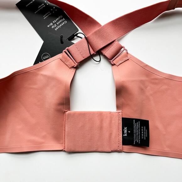 NWT Knix Catalyst Front Zip Sports Bra Size 4 Pink Ginger - Picture 3 of 10